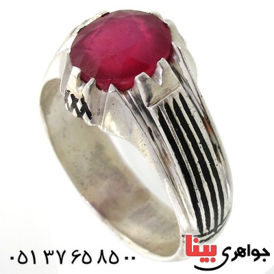 انگشتر یاقوت سرخ مدل خطی _کد:11088