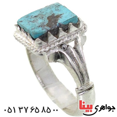 انگشتر فیروزه نیشابوری شجری مربعی سنتی