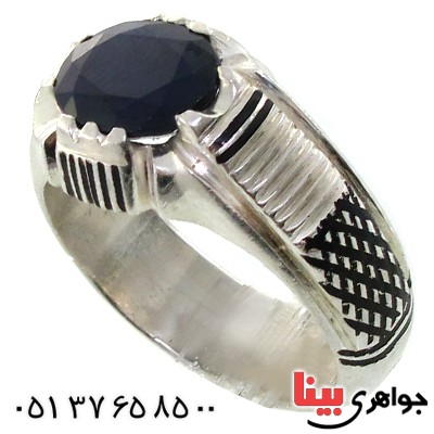 انگشتر یاقوت کبود مدل ضربدری