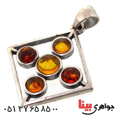 گردنبند کهربا درجه یک زنانه مدل عتیقه پنج نگین