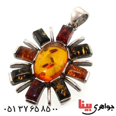گردنبند کهربا درجه یک زنانه مدل خورشیدی