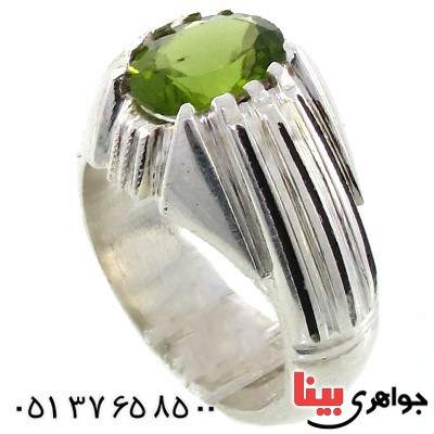 انگشتر زبرجد صاف مردانه مدل سه خطی