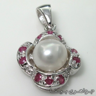 گردنبند چند جواهر مروارید و یاقوت سرخ
