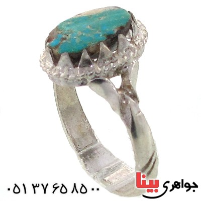 انگشتر فیروزه نیشابوری شجری خوشرنگ بیضی