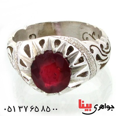 انگشتر یاقوت سرخ آفریقایی دانه اناری ناب مردانه _کد:1587