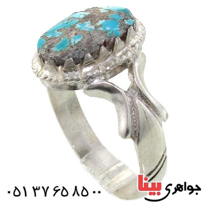 انگشتر فیروزه نیشابوری شجری خوشرنگ بیضی