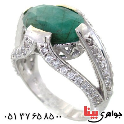 انگشتر زمرد زنانه درشت نگین دار رادیوم لوکس