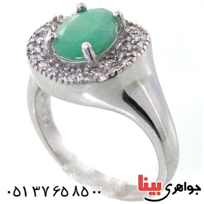 انگشتر زمرد زنانه رودیوم لوکس مدل مهدیسا