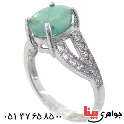 انگشتر زمرد زنانه رودیوم لوکس مدل هستی