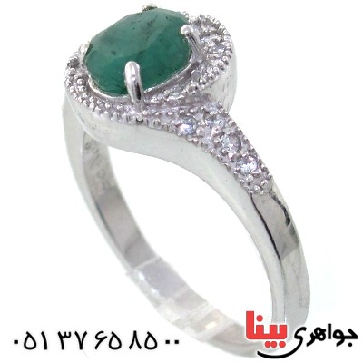 انگشتر زمرد زنانه رودیوم لوکس مدل نوشین