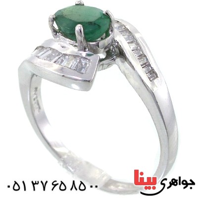 انگشتر زمرد زنانه رودیوم لوکس مدل دلارا