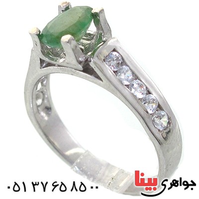 انگشتر زمرد زنانه رودیوم لوکس مدل نگاره