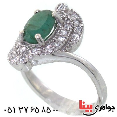 انگشتر زمرد زنانه رودیوم لوکس مدل بنفشه