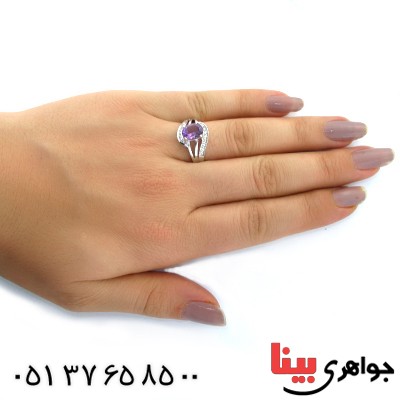 انگشتر آمتیست  زنانه خوشرنگ رادیوم لوکس مدل شیدا _کد:11166