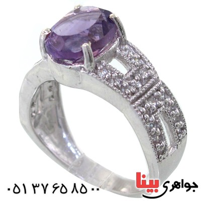 انگشتر آمتیست زنانه رودیوم لوکس مدل کیمیا
