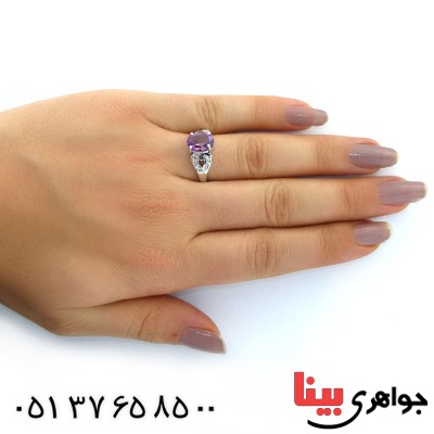 انگشتر آمتیست زنانه خوشرنگ رادیوم لوکس مدل میترا _کد:11179