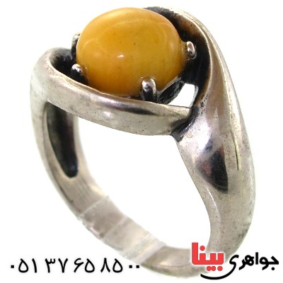 انگشتر کهربا درجه یک زنانه مدل چرخه