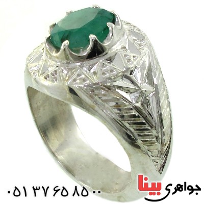 انگشتر زمرد زامبیا مردانه درشت و فاخر