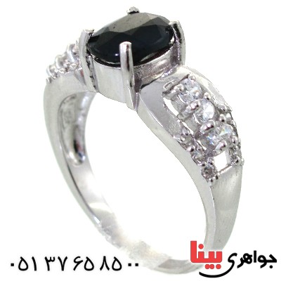 انگشتر یاقوت کبود زنانه رودیوم لوکس