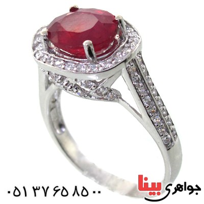 انگشتر یاقوت سرخ زنانه رودیوم لوکس مدل آذرخش