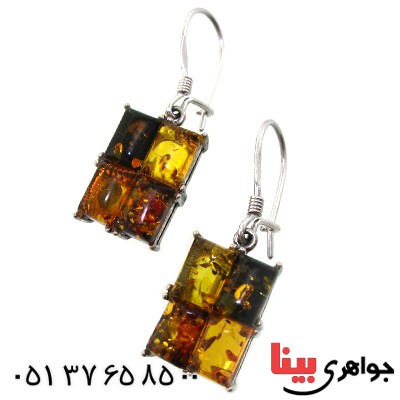 گوشواره کهربا زنانه مدل پنجره ای