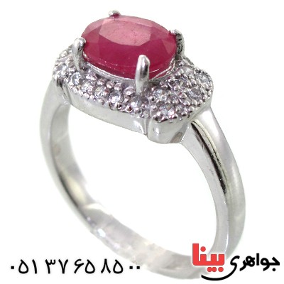 انگشتر یاقوت سرخ زنانه رودیوم لوکس مدل فرنوش