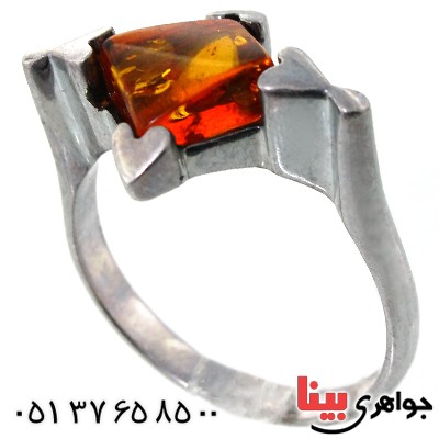 انگشتر کهربا زنانه شیک و مجلسی