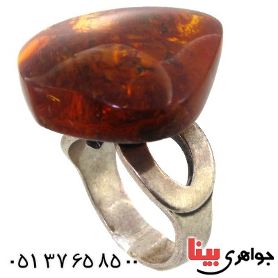 انگشتر کهربا زنانه درشت خوشرنگ