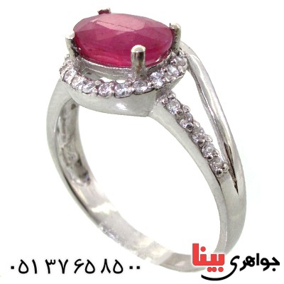 انگشتر یاقوت سرخ زنانه رودیوم لوکس مدل رونیکا