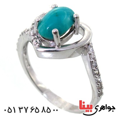 انگشتر فیروزه نیشابوری زنانه رادیوم لوکس مدل قلبی