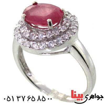 انگشتر یاقوت سرخ آفریقایی زنانه رودیوم لوکس نگین دار