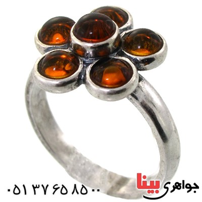 انگشتر کهربا زنانه مدل گل