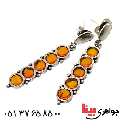 گوشواره کهربا زنانه مدل آویز_کد:11407 گوشواره کهربا زنانه مدل آویز_کد:11407