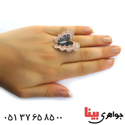 انگشتر نقره زنانه درشت مدل پروانه رویاها _کد:11410