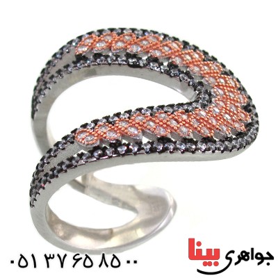 انگشتر نقره زنانه درشت مدل لبخند