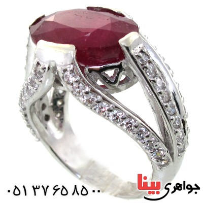 انگشتر یاقوت سرخ آفریقایی زنانه رودیوم لوکس مدل منظومه