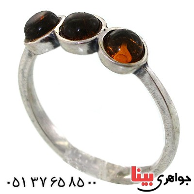 انگشتر کهربا زنانه سه نگین