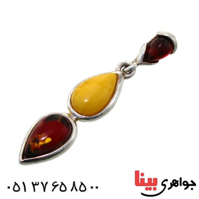 گردنبند کهربا زنانه دو نگین