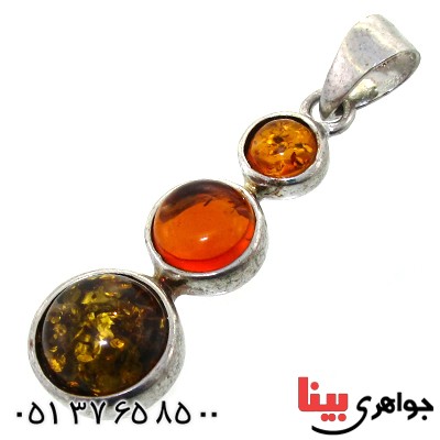 گردنبند کهربا زنانه خوشرنگ سه نگین