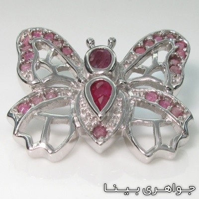 گردنبند یاقوت سرخ خوشرنگ مدل پروانه