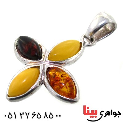 گردنبند کهربا زنانه مدل گل چهار پر