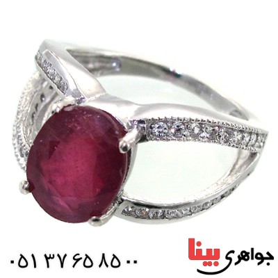 انگشتر یاقوت سرخ زنانه رودیوم لوکس مدل نقابی _کد:11521