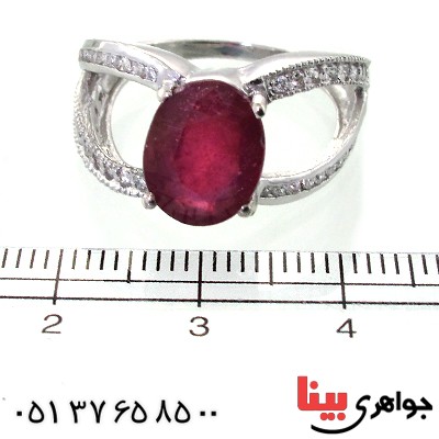 انگشتر یاقوت سرخ زنانه رودیوم لوکس مدل نقابی _کد:11521