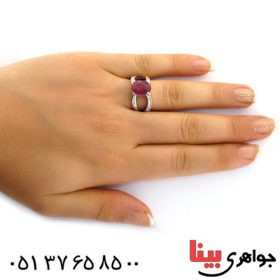 انگشتر یاقوت سرخ زنانه رودیوم لوکس مدل نقابی _کد:11521