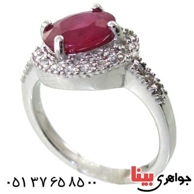 انگشتر یاقوت سرخ زنانه رودیوم لوکس مدل وندا