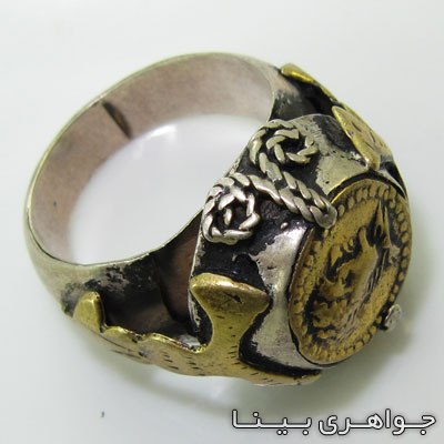 انگشتر سیاه قلم نقره و برنج