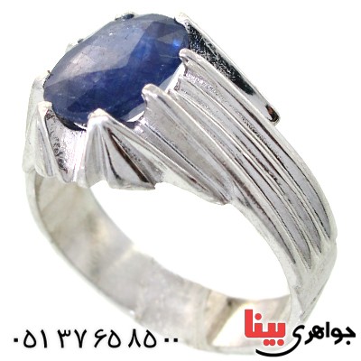 انگشتر یاقوت کبود مردانه دور چنگی