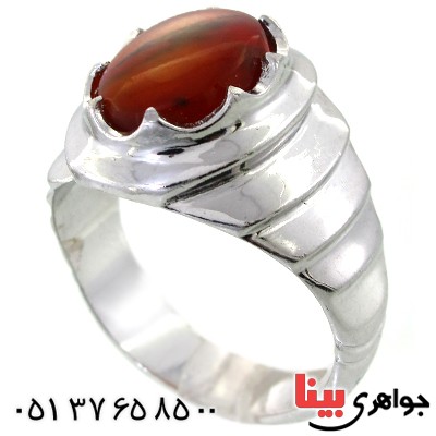 انگشتر عقیق یمنی مردانه درشت با رکاب پله ای