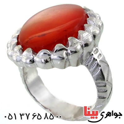انگشتر عقیق یمنی مردانه درشت خوشرنگ بیضی