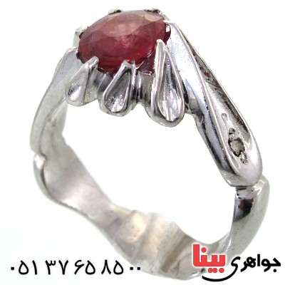 انگشتر یاقوت سرخ و الماس مردانه _کد:11553